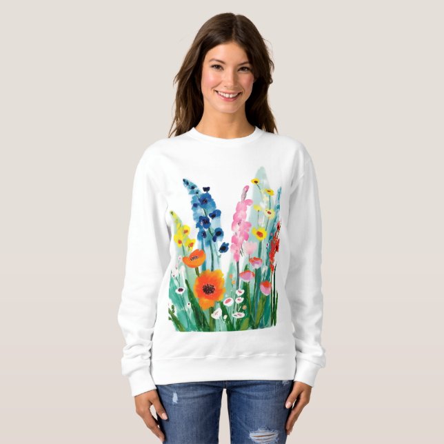 Moletom roupas com padrão de flores (Frente Completa)