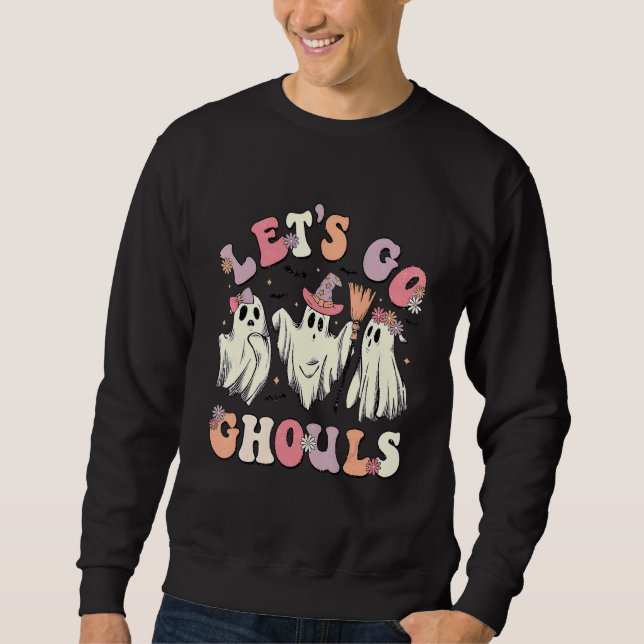 Moletom Roupas de Fantasma de Halloween Groovy Retro Vamos (Frente)