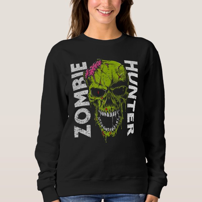 Moletom Roupas de Halloween para Caçador de Zumbis Hallowe (Frente)