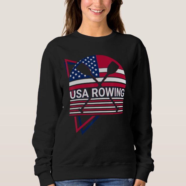 Moletom Rowing Row Boat USA Flag Patriotic Usa Rowing (Frente)