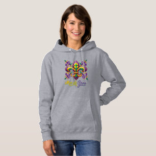 Moletom Roxo amarelo verde Mardi Gras fleur de lis