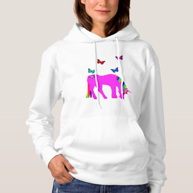 Moletom Roxo Unicórnio e borboletas Hoodie ZKOA, mulher (Frente)