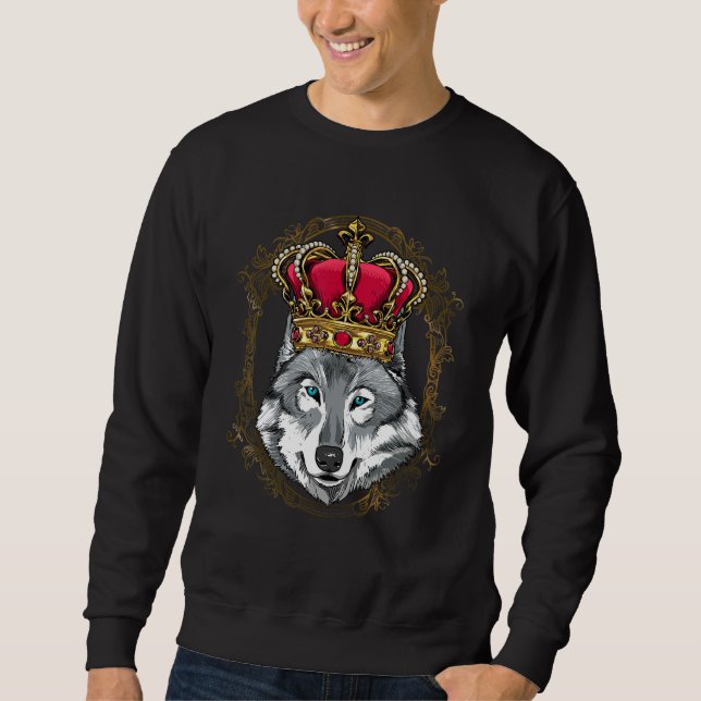 Moletom Royal Gray Wolf King Queen Princess Wild Animal Wo (Frente)