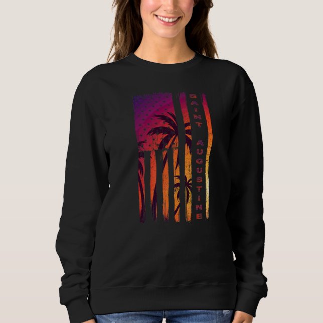 Moletom Rua Augustine Beach Vacation Florida Sunset Palm U (Frente)