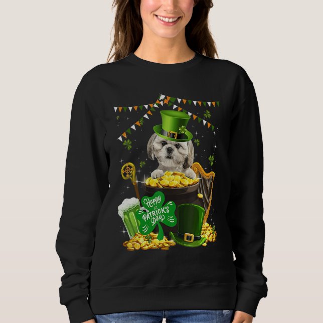 Moletom Rua Irlandesa Shih Tzu Patrick S Day Engraçado Lep (Frente)