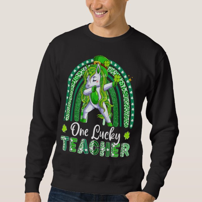 Moletom Rua Patrick S Day Green Lepard Shamrock One Lucky (Frente)
