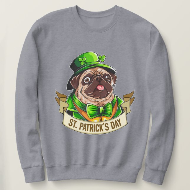 Moletom Rua, Pug do Dia de Patrick (Frente do Design)