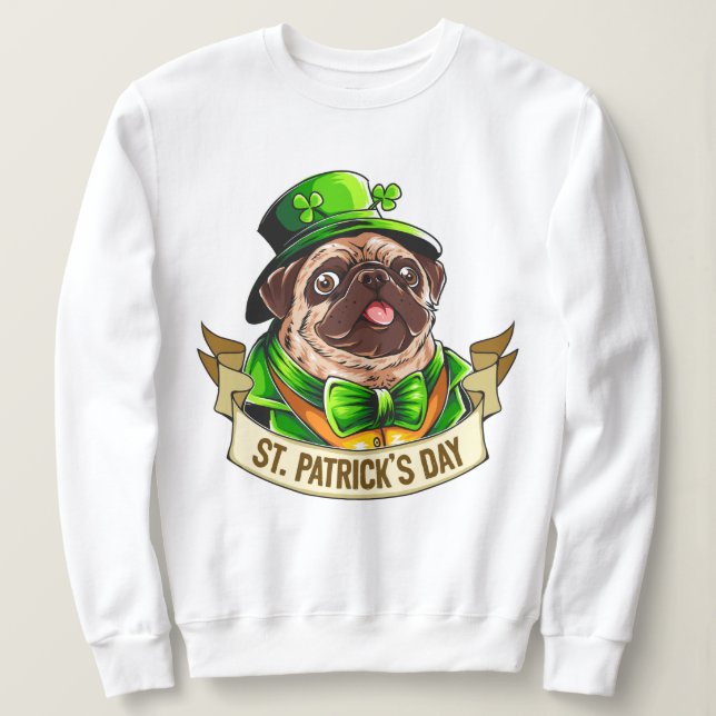 Moletom Rua, Pug do Dia de Patrick (Frente do Design)