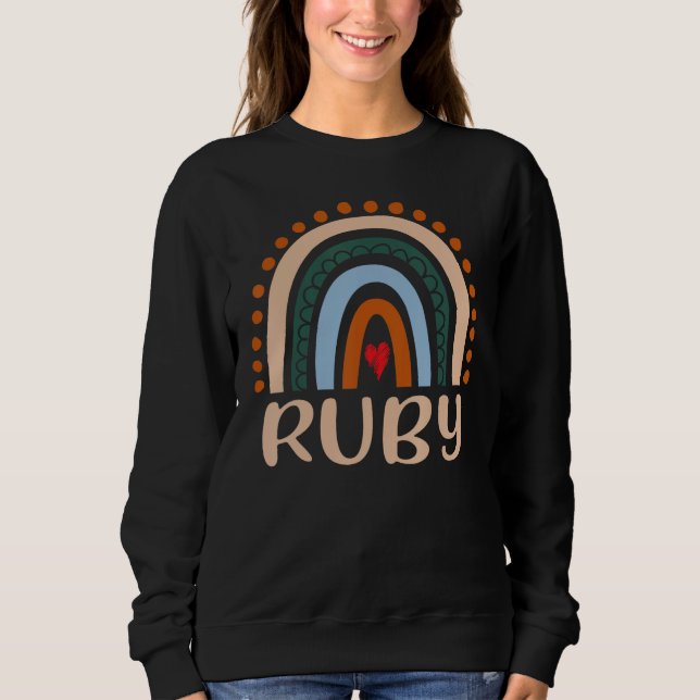 Moletom Ruby Name Personalizado Mulheres Engraçadas Rainbo (Frente)