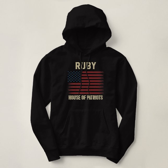 Moletom RUBY Sobrenome Surname American Flag Family Premiu (Frente do Design)