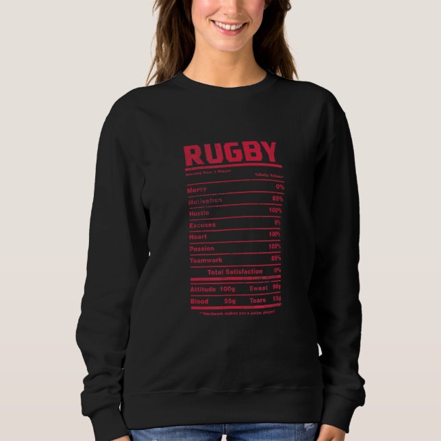 Moletom Rugby Nutrition Facts Rugger Players Sport Team Di (Frente)