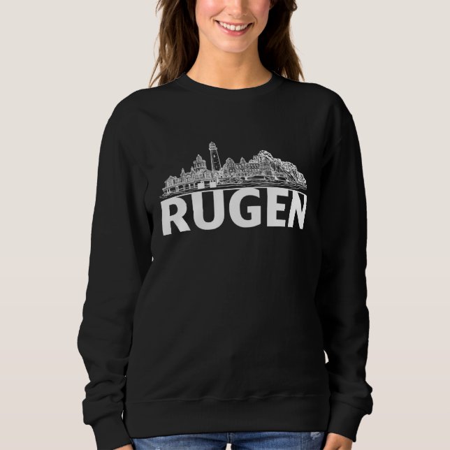 Moletom Rügen Germany City Skyline Silhouette Outline Sket (Frente)