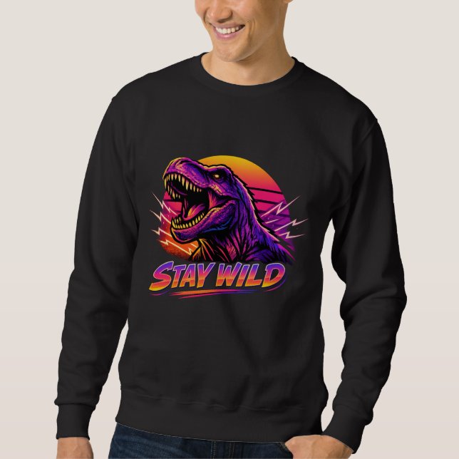 Moletom Rugido Retro Neon T-Rex (Frente)