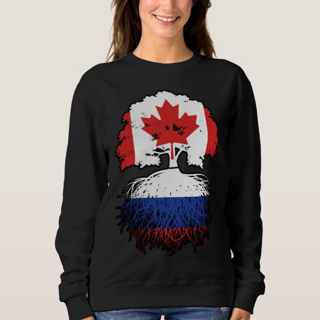 Moletom Rússia Canadá Russo Canadá Árvore Bandeira (Frente)