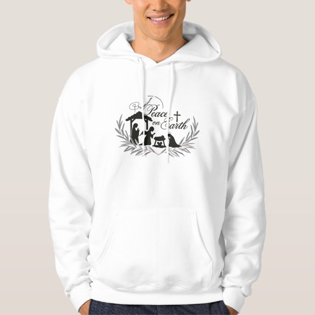 Moletom Rustic Nativity Peace on Earth Wreath Adult  (Frente)