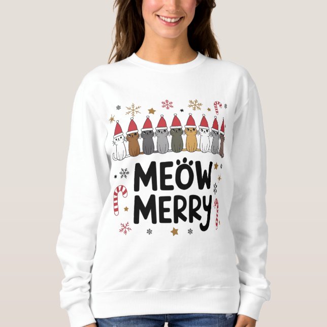 Moletom Sabor de Natal de Feliz meowy (Frente)