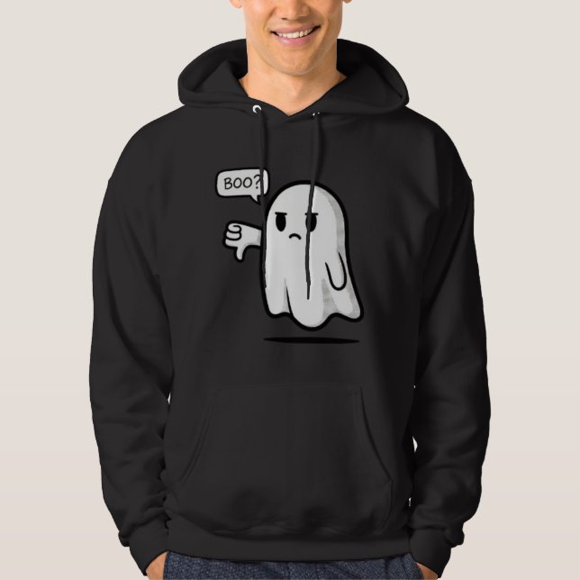 Moletom Sad Ghost Saying “Boo?” Front Print Funny Cute H (Frente)