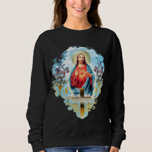 Moletom Sagrado Coração de Jesus Cristo Vintage Cross Cath