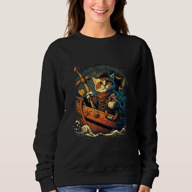 Moletom Sail the Seven Seas with Pirate Cat Design for Ani (Frente)