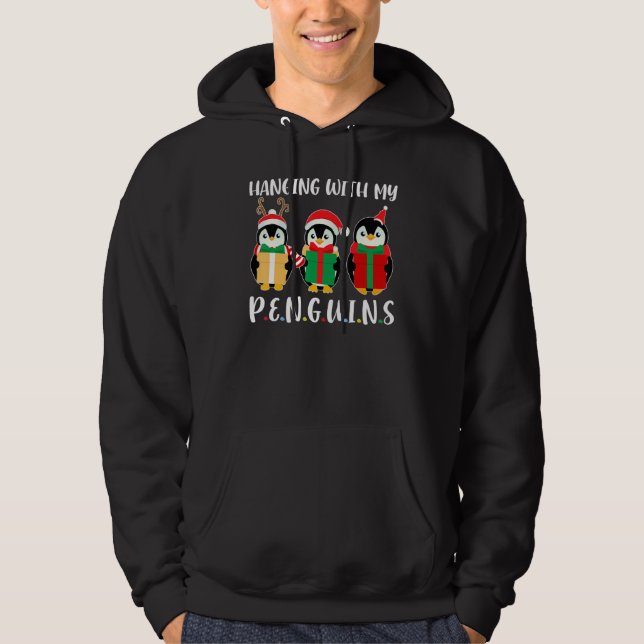 Moletom Saindo Com Meus Pinguins Xmas Pinguins De Natal L (Frente)