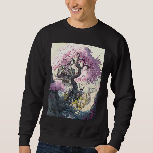 Moletom Sakura Cherry Blossom - Pintura em Castelo Japonês (Frente)