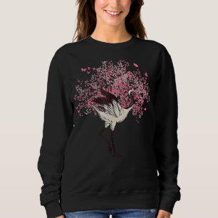 Moletom Sakura Tree Cherry Blossom Crane Bird Japonês Flo
