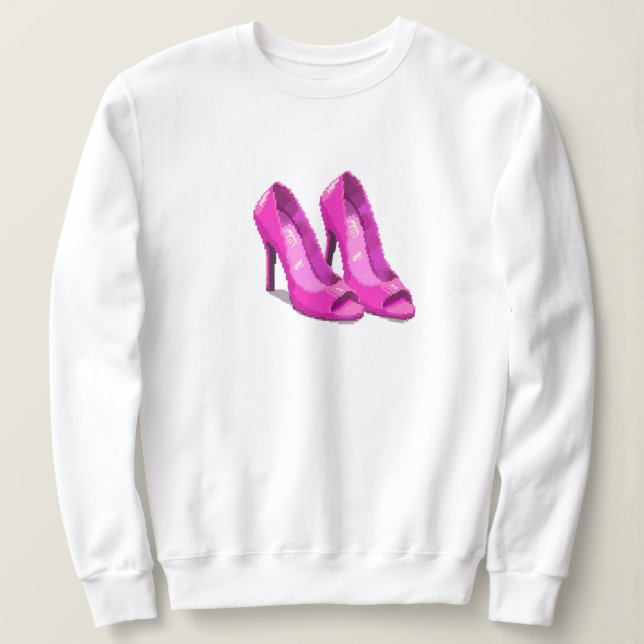 Moletom Saltos Altos Rosa Estilo Pixel Art 64-Bit (Frente do Design)