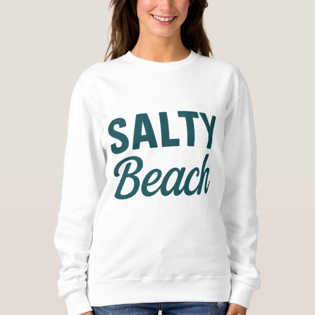 Moletom Salty Beach Life Coastal Teal Ocean Graphic Print (Frente)