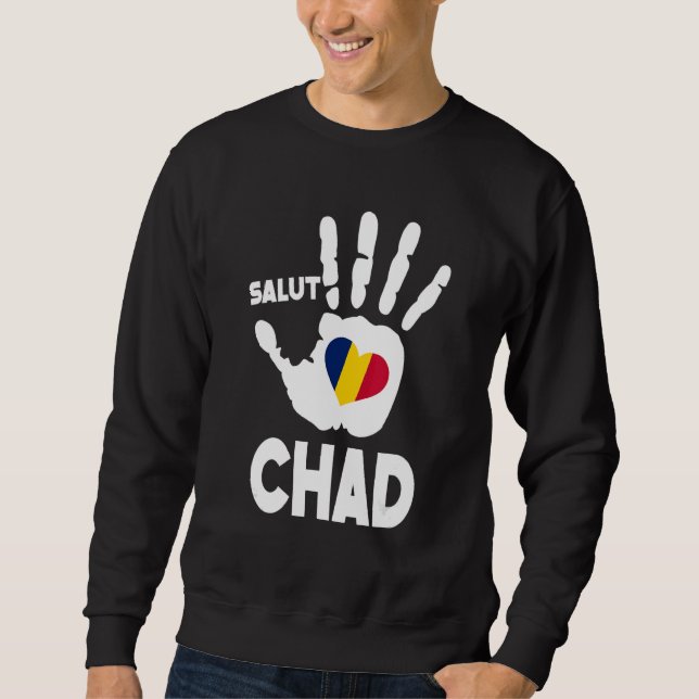 Moletom Salut Chad Com Bandeira Chade Em Um Chade Com Amor (Frente)