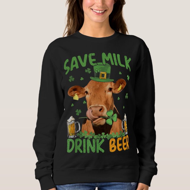 Moletom Salve Leite Beer Beer - Vaca com Cerveja no Dia de (Frente)