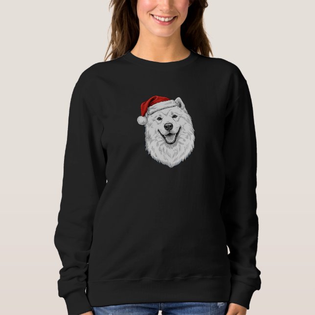 Moletom Samoyed Christmas Sweatshirt–Hand-Drawn Santa Dog (Frente)