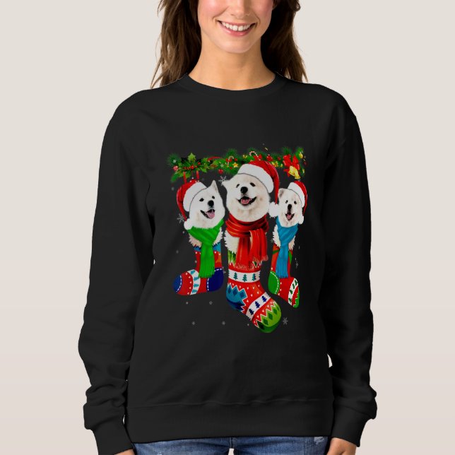Moletom Samoyed em Meias de Natal Swea (Frente)