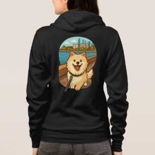 Moletom Samoyed Feliz Caminhando pela Orla da Cidade