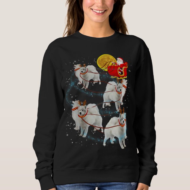 Moletom Samoyed Reindeer Christmas Lights Pajama (Frente)