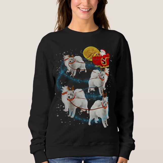 Moletom Samoyed Reindeer Christmas Lights Pajama (Frente)