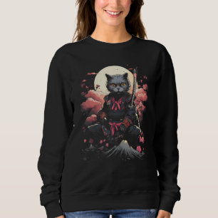 Moletom Samurai Ninja Cat Retro Tatuagem Gráfico 18