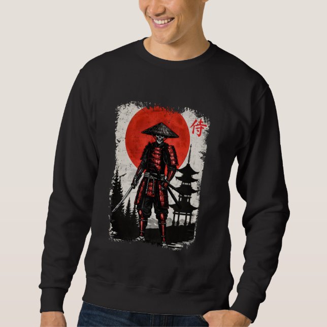 Moletom Samurai Skeleton Japonês Vintage Graphic Ukiyo e (Frente)