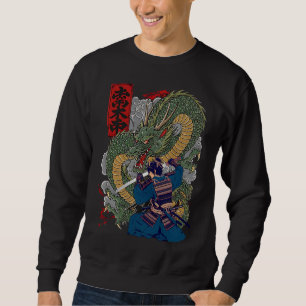 Moletom Samurai Warrior Enfrentando Dragão Feroz Arte Japo