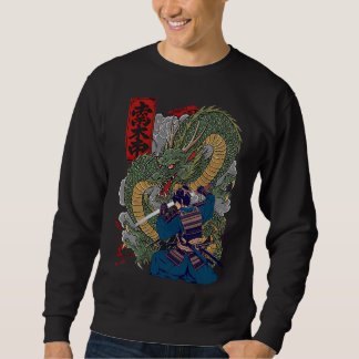 Moletom Samurai Warrior Enfrentando Dragão Feroz Arte Japo
