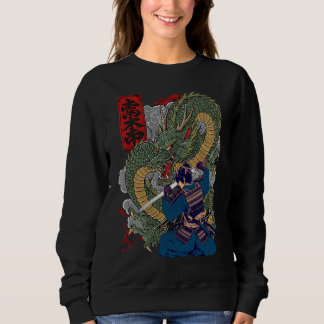 Moletom Samurai Warrior Enfrentando Dragão Feroz Arte Japo