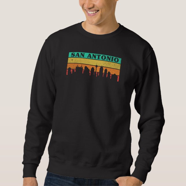 Moletom San Antonio Skyline Retro Design para orgulhoso Sa (Frente)