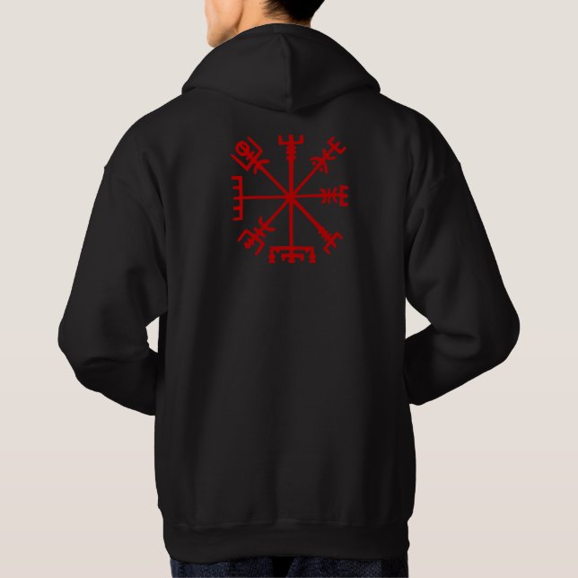 Moletom Sangue Vegvísir vermelho (compasso de Viking) (Verso)