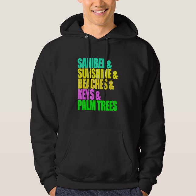 Moletom Sanibel Florida Beaches Palm Trees Sunshine Vacati (Frente)