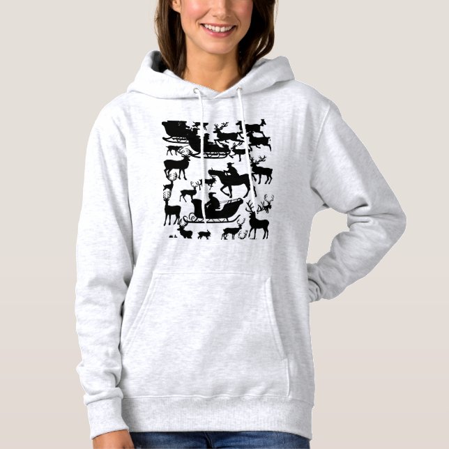 Moletom Santa and deer chrismas hoodie for ladies  (Frente)