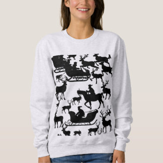 Moletom Santa and deer chrismas sweat-shirt for ladies 