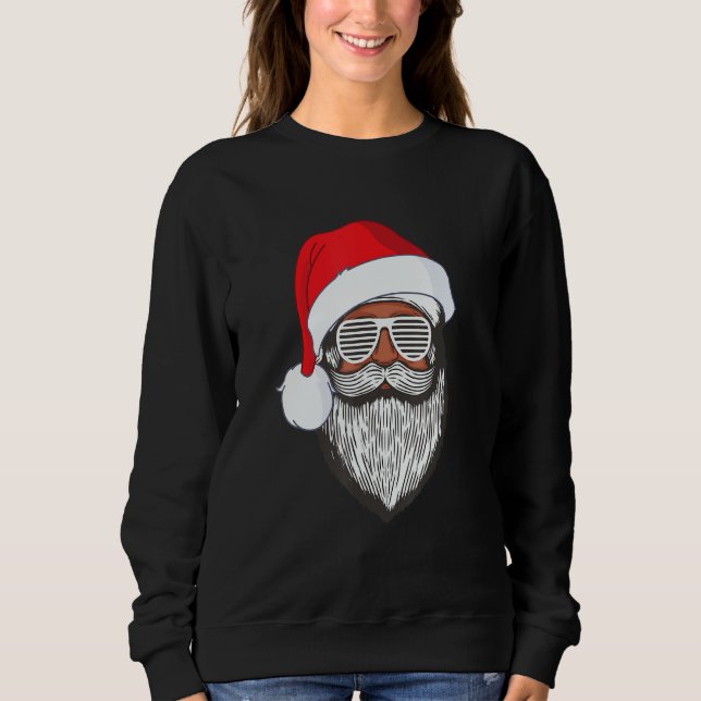 Moletom Santa Claus Black Xmas Santa Afro African American (Frente)
