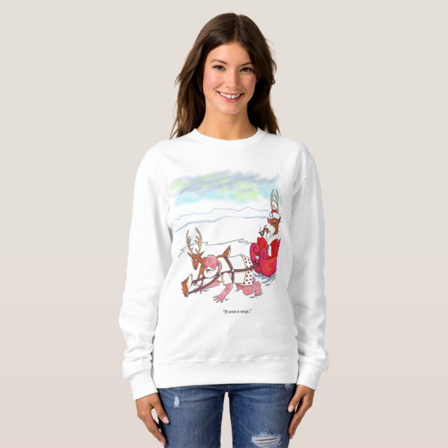 Moletom Santa Claus Coup mulheres camisola branca (Frente Completa)