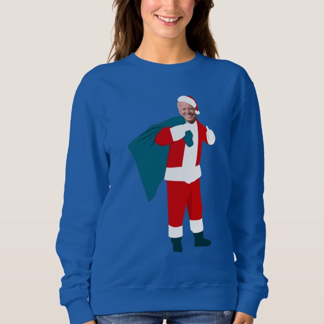 Moletom santa claus joe biden natal azul (Frente)