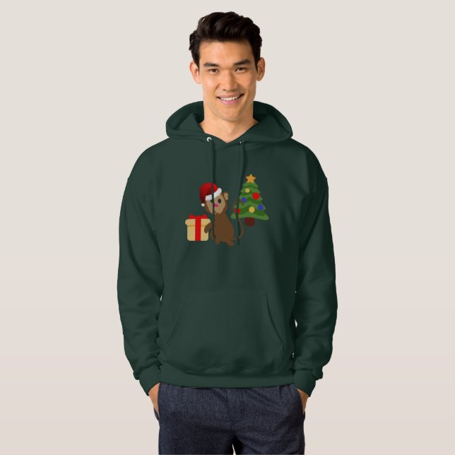 Moletom santa claus monkey emoji mens sweatshirt com capuz (Frente Completa)