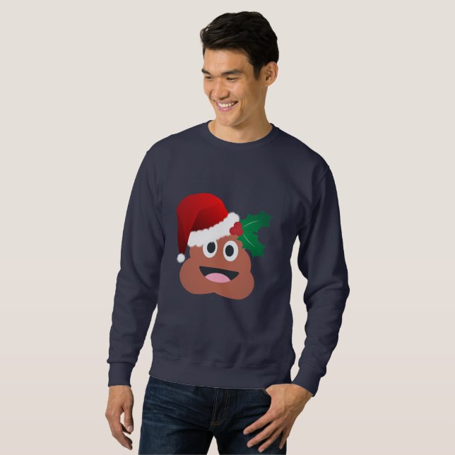 Moletom santa claus poop emoji mens sweatshirt (Frente Completa)